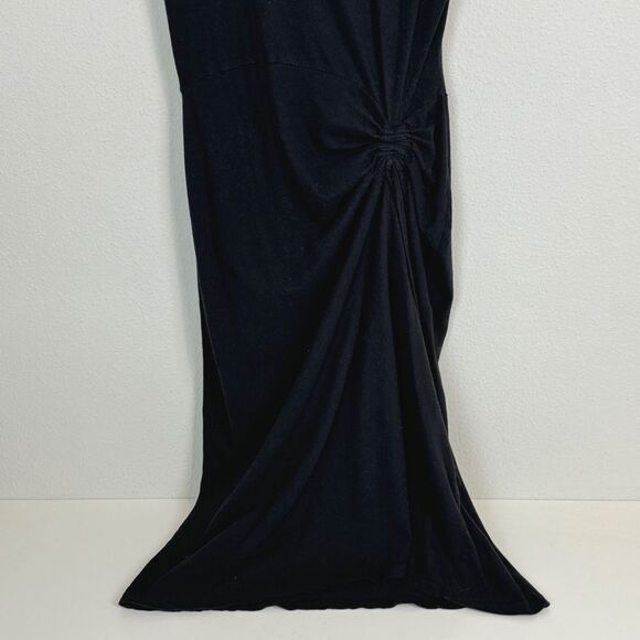 Rails Tori Black Ruched Tie Midi Cotton Dress Short Sleeve M - Picture 3 of 11
